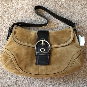 Coach brown leather suede handbag